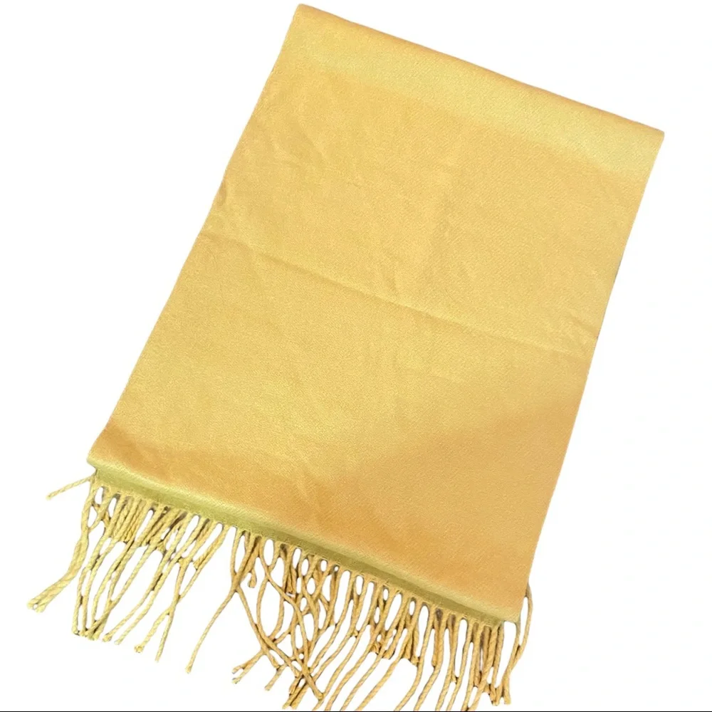 Warm Yellow 100% Cashmere Scarf,‎ Made in Scotland, Scottish Cashmere Scarf